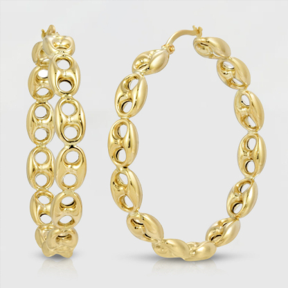 Puffed Mariner Hoop Earrings