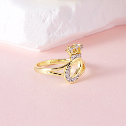 Zircon Crown Initial Personalized Letter Ring