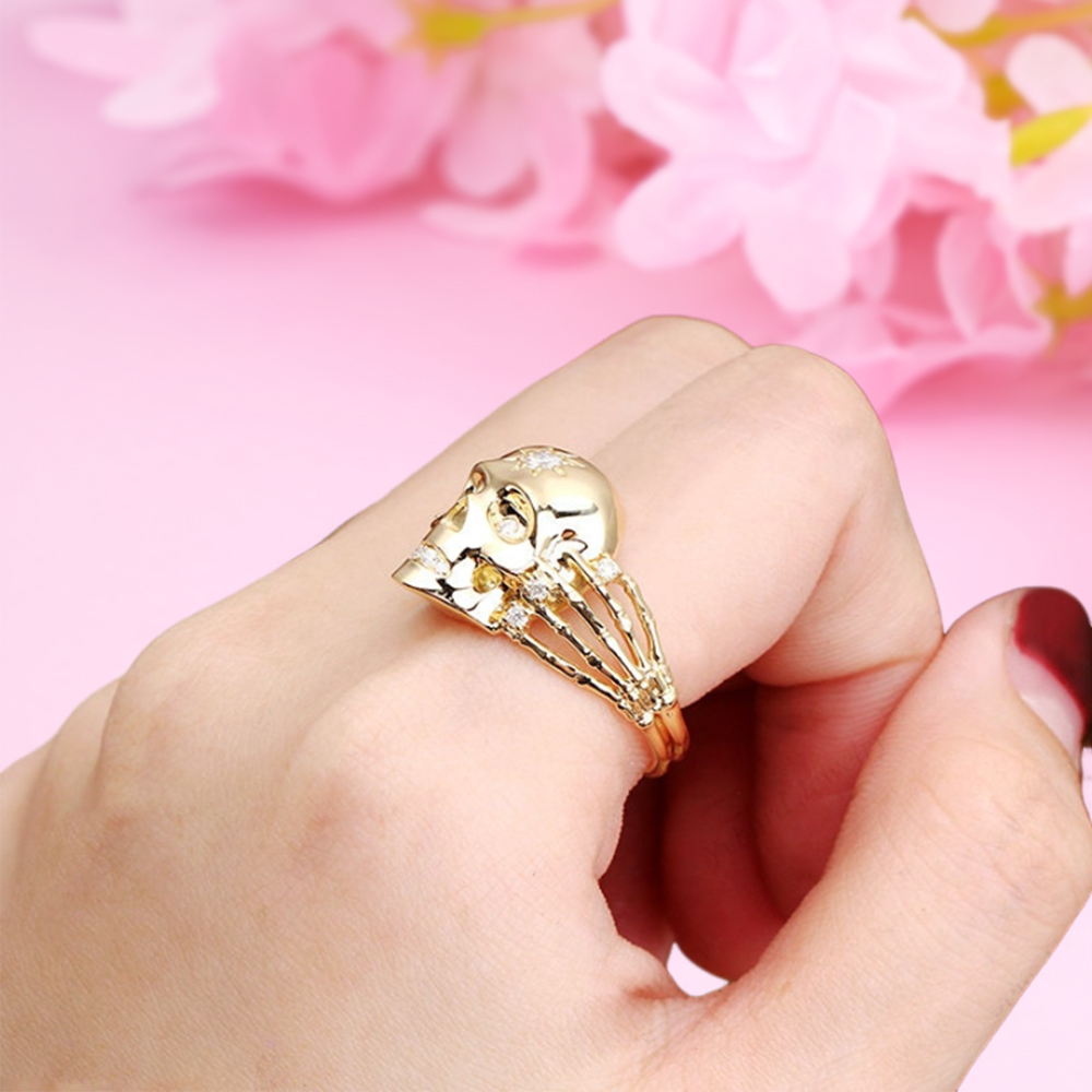 Skull Ring With Moissanite Gothic Halloween Ring 