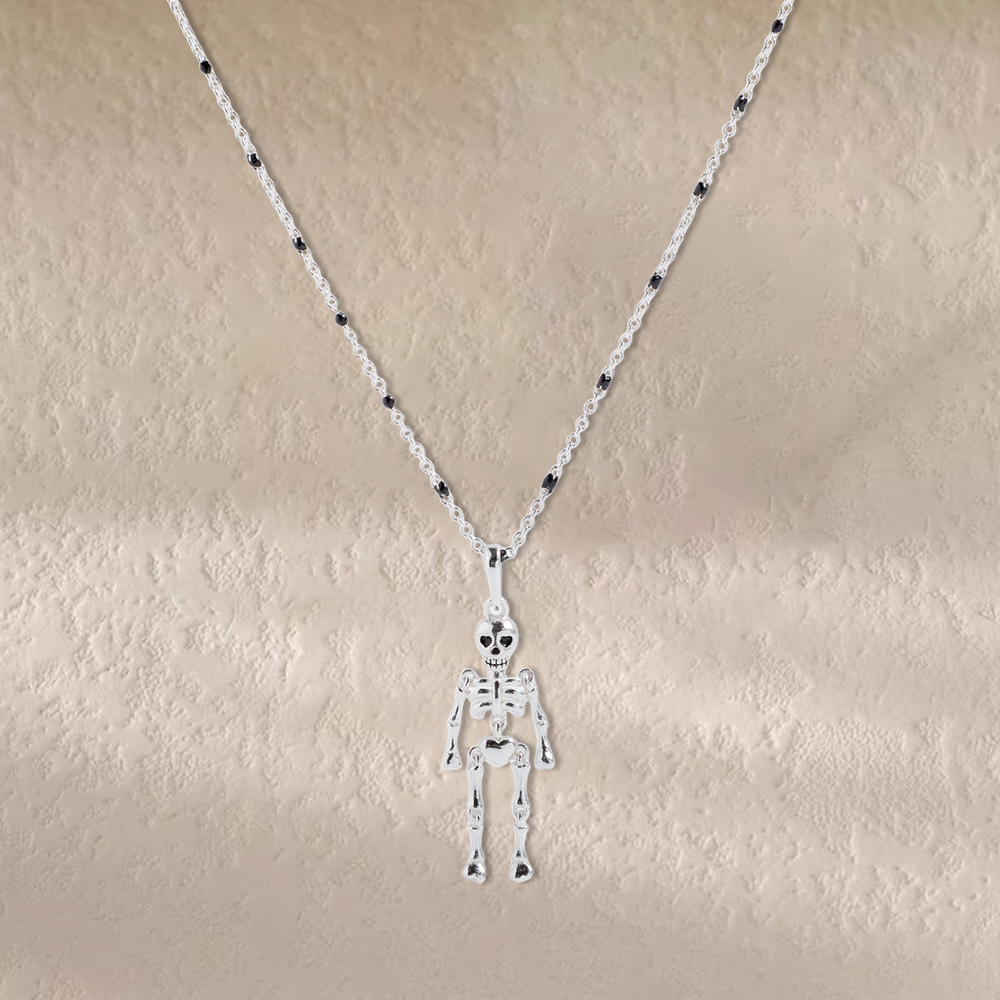 Skeleton Necklace White Gold Plated Necklace