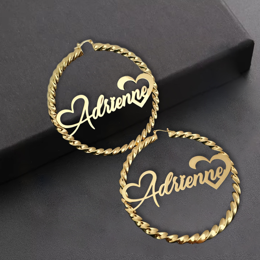 Heart Earrings Custom Twist Hoop Name Earrings