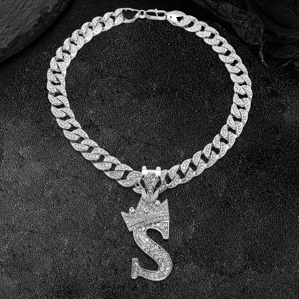 Iced Out Letter Necklace Custom Initial Necklace