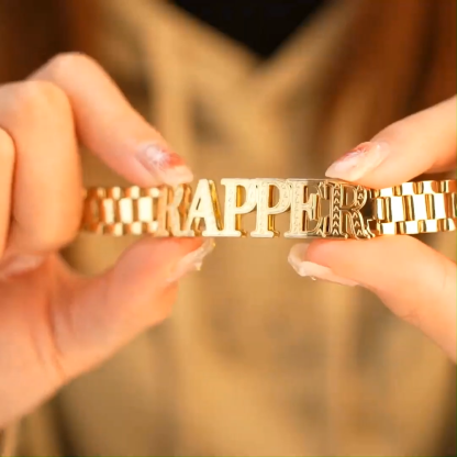 12mm Watch Band Chain Double Layer Personalized Custom Gold Plated Name Bracelet