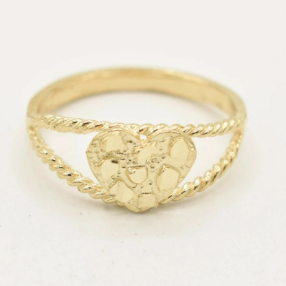 Nugget Style Gold Plated Twist Heart Ring Vintage Ring