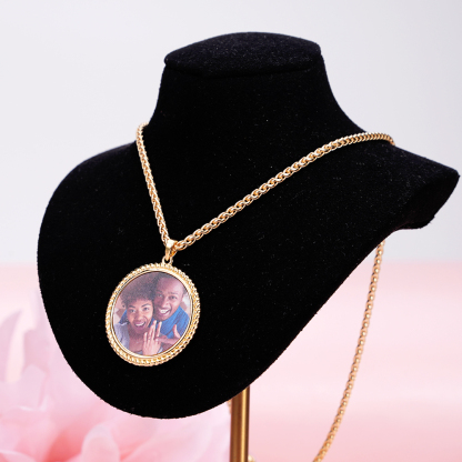 Photo Round Personalized Custom Hip Hop Necklace 