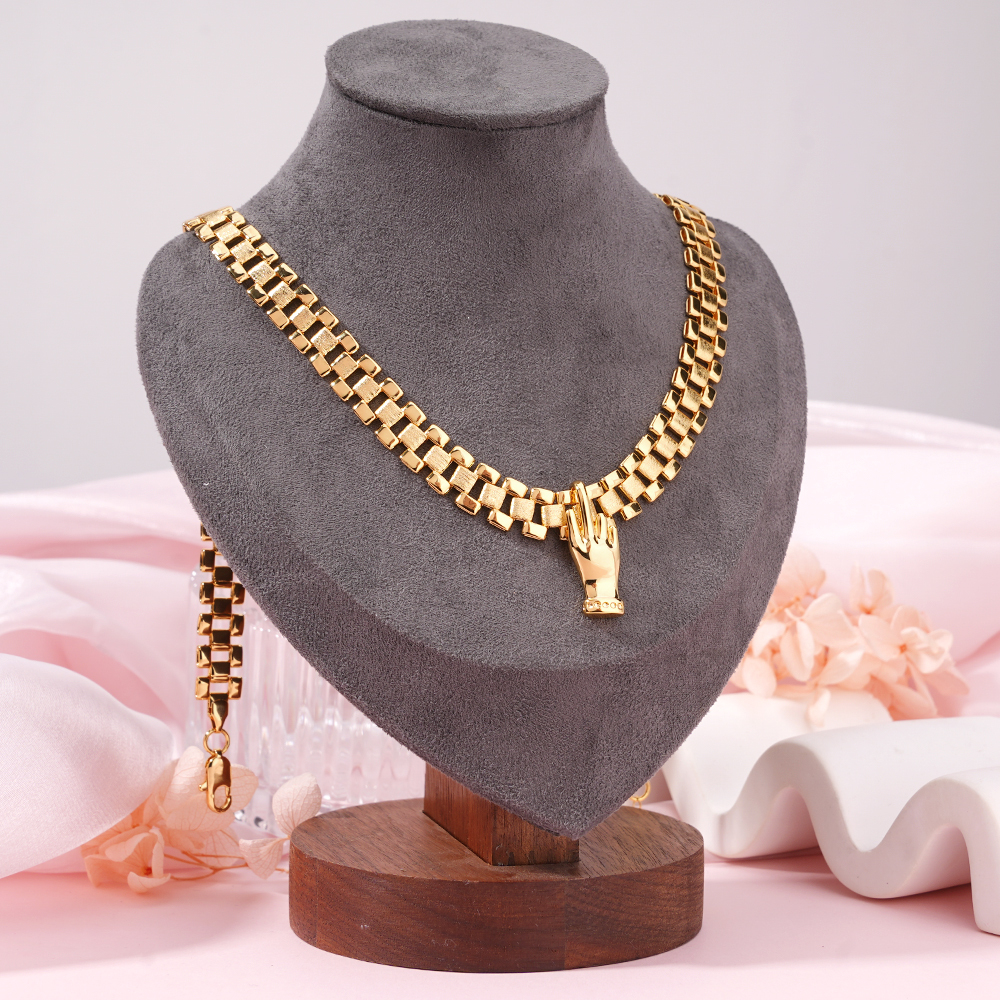Middle Finger Pendant Presidential Chain Gold Plated Necklace