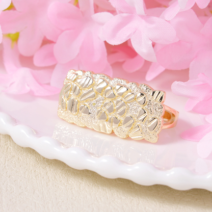 Gold Plated Nugget Two Finger Ring Vintage Ring