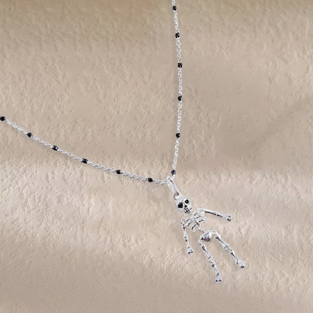 Skeleton Necklace White Gold Plated Necklace