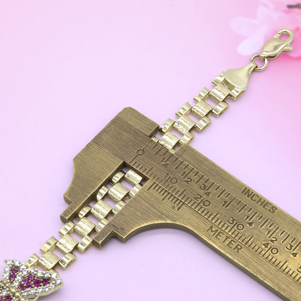 CZ Pink Butterfly Watch Band Chain Gold Plated RX Bracelet