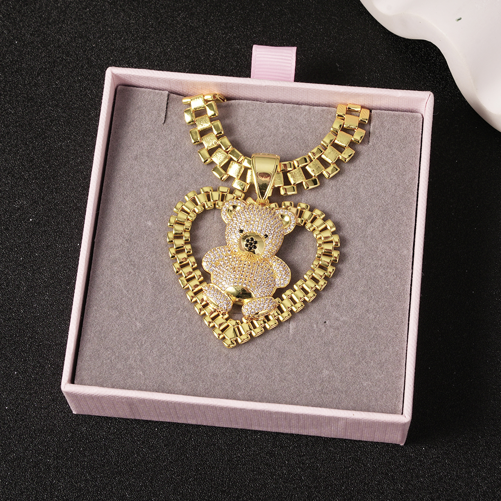Watch Band Chain Necklace Gold Plated Bear Necklace