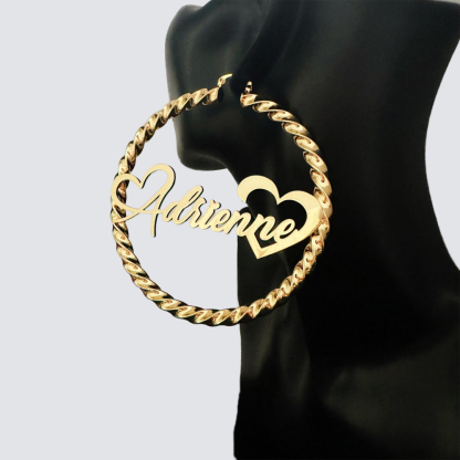 Heart Earrings Custom Twist Hoop Name Earrings