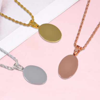 Personalized Sparkling Diamond Oval Photo Necklace