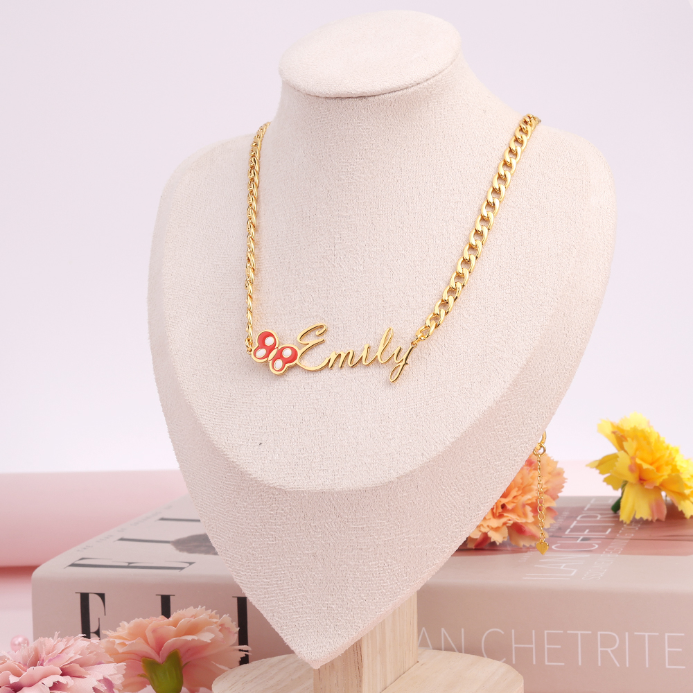 Butterfly Pendant Custom Name Necklace And Name Bracelet With ID Birthsday