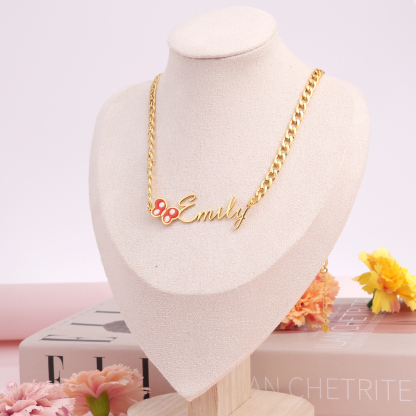 Butterfly Pendant Custom Name Necklace And Name Bracelet With ID Birthsday