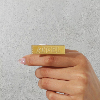 Custom Two Finger Ring Gold Plated Name Ring