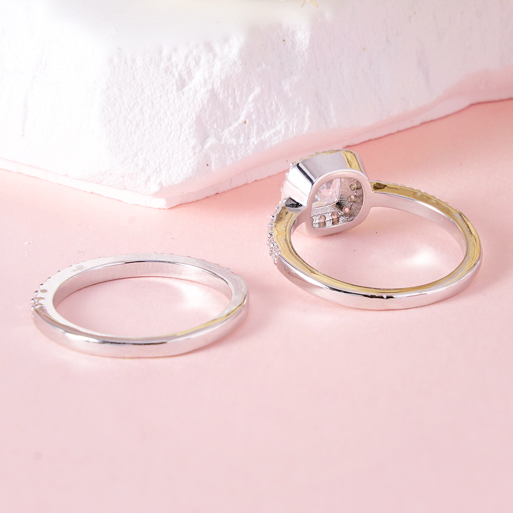 Sterling Silver Ring Set With Cubic Zirconia Personalized Custom Engraved Ring