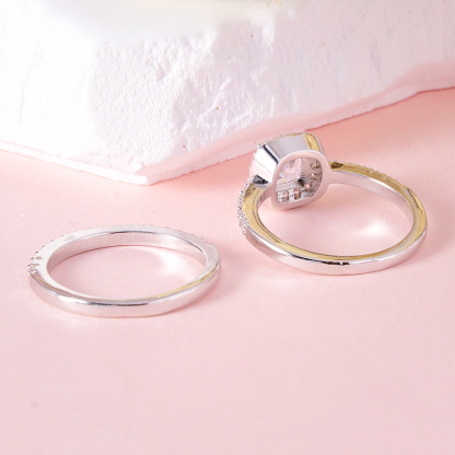 Sterling Silver Ring Set With Cubic Zirconia Personalized Custom Engraved Ring