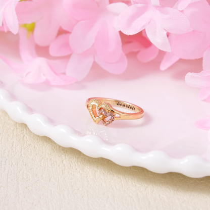 Double Heart Cute Ring Custom Engraved Ring