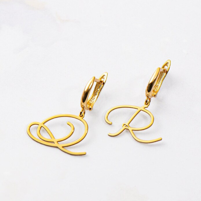Initial Letter Simple Earrings Personalized Initial Earrings