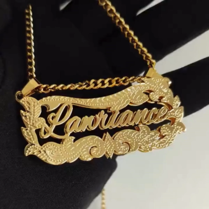 Double Plate Personalized Custom Gold Plated Name Necklace