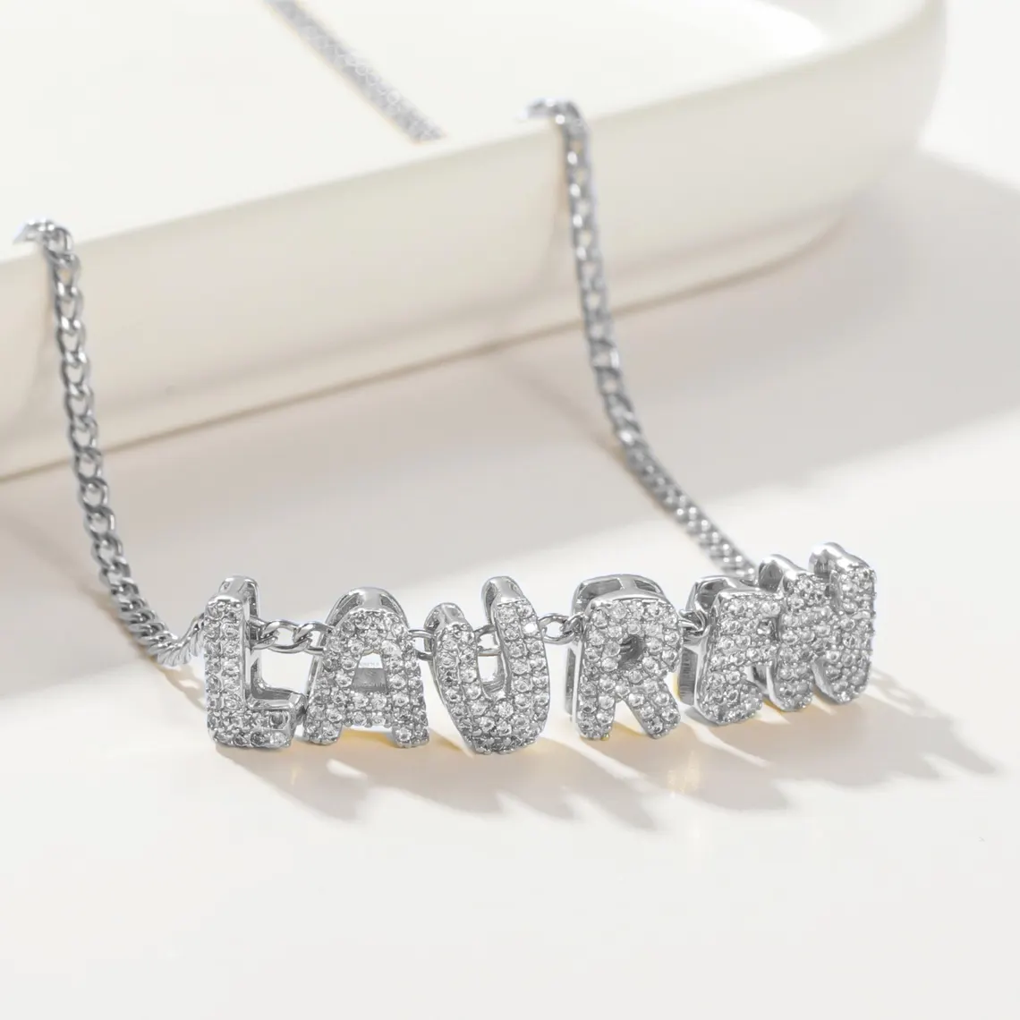 Personalized Bling Zirconia Letters Name Pendant Necklace