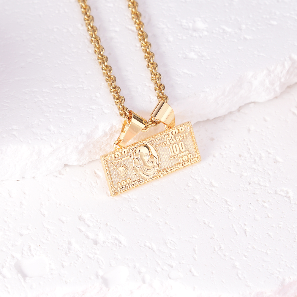 Hundred Dollar Bill Money Pendant Necklace