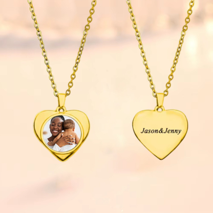 Custom Photo Necklace with Back Engraving