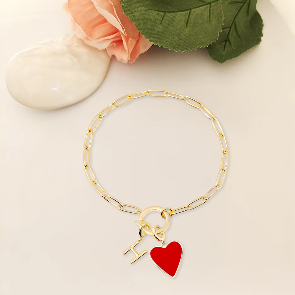 Personalized Romantic Initial Heart Bracelet