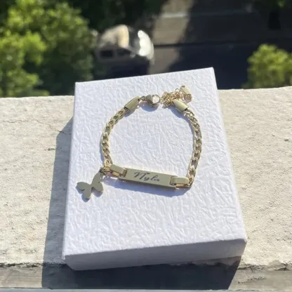 Butterfly Name Necklace & Bracelet Personalized Gold Jewelry Set