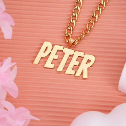 Frosted Nameplate Pendant Cuban Chain Personalized Name Necklace