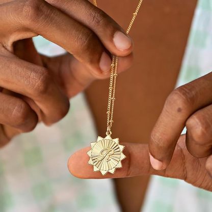 Sunburst Disc Letter Necklace Personalized Satellite Chain Initial Necklace