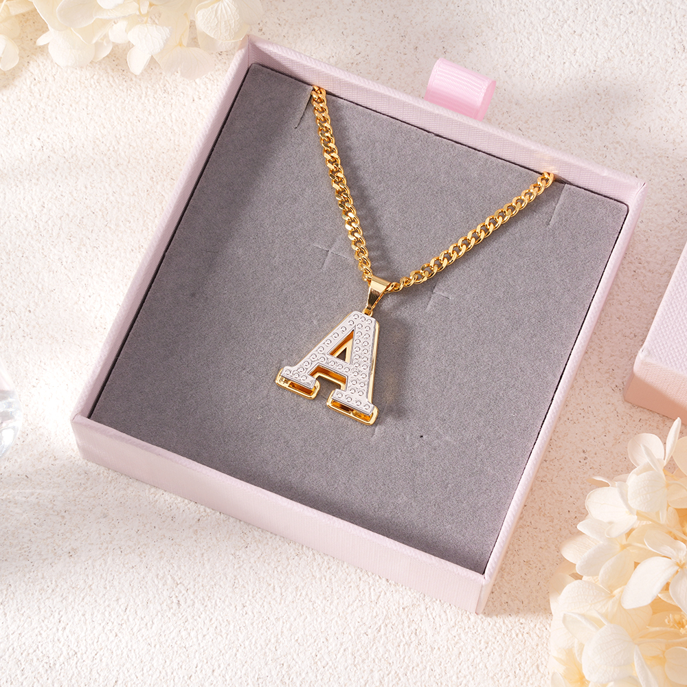 Double Layer Two Tone Letter Necklace Personalized Initial Necklace