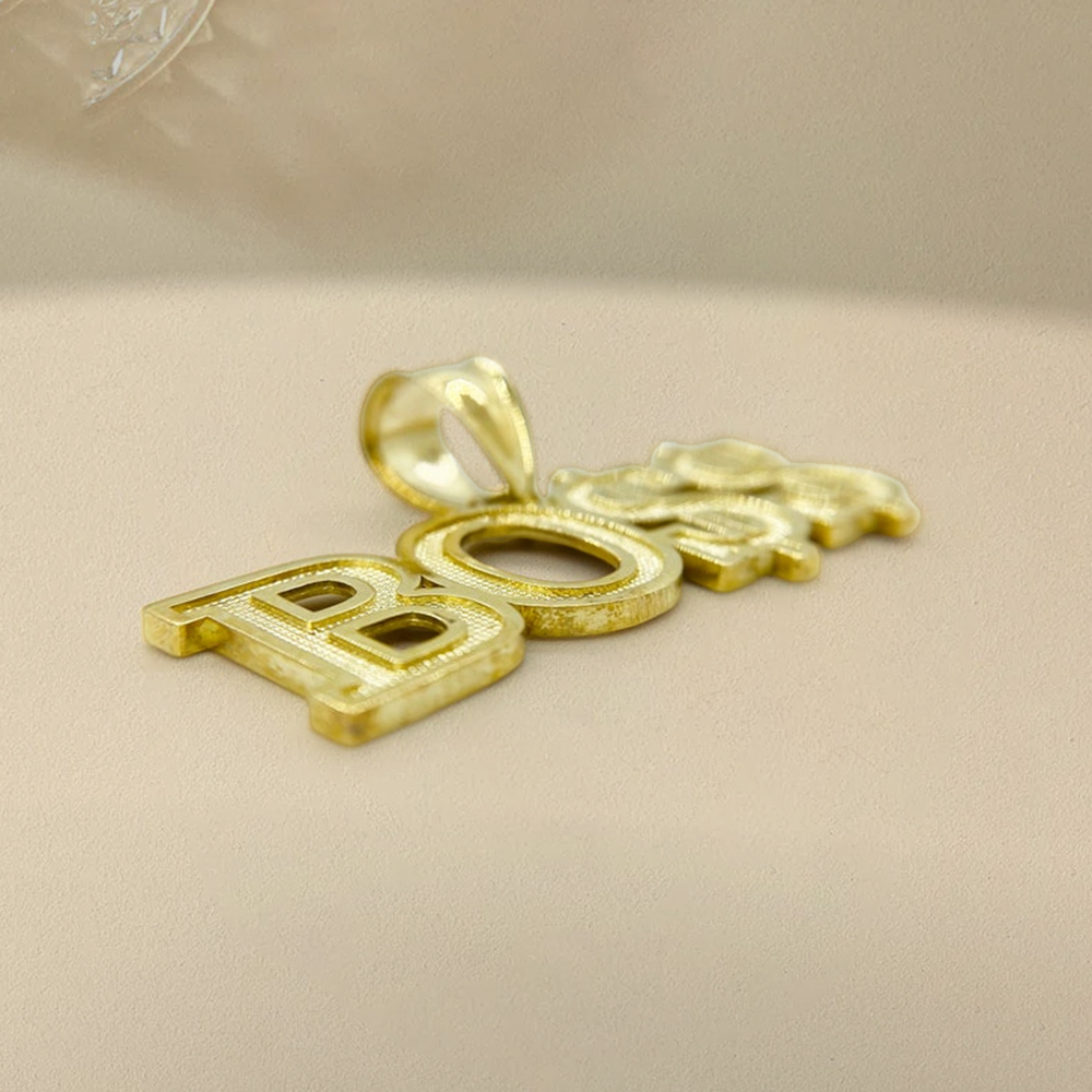 Gold Boss Word Charm Pendant Gold Plated Necklace