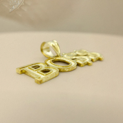 Gold Boss Word Charm Pendant Gold Plated Necklace