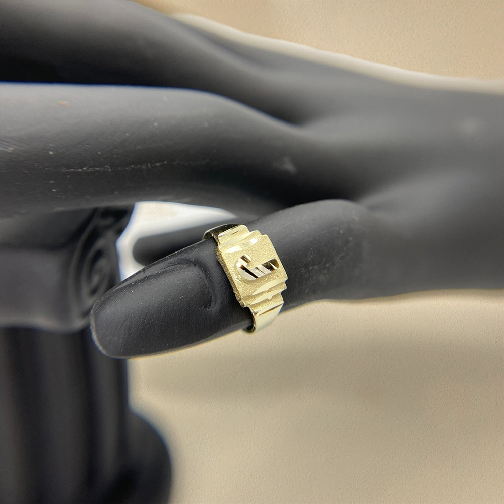 Diamond Cut Initial Letter Monogram Ring 