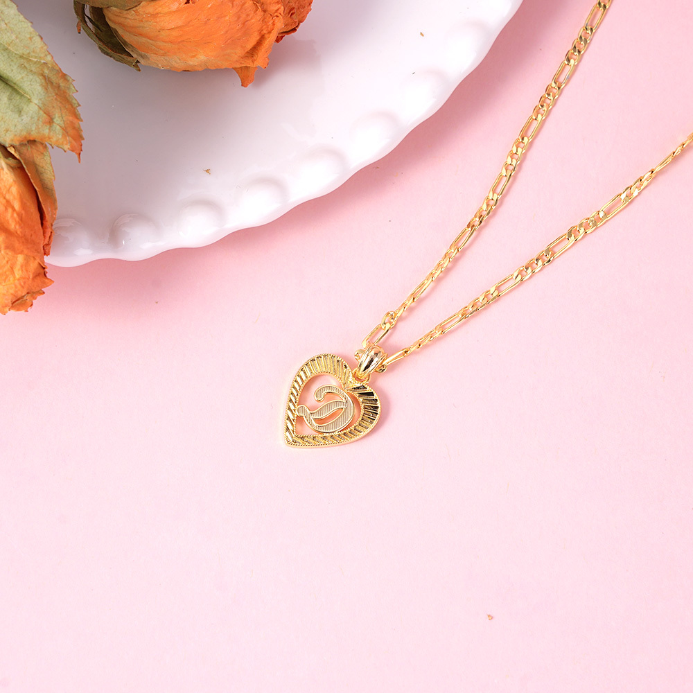 Personalized Heart Shaped Pendant Cut Initial Necklace