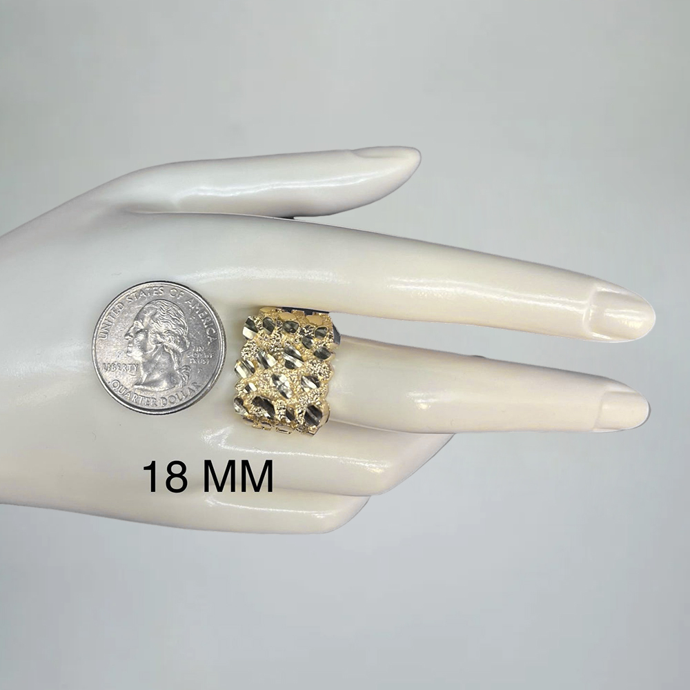 Square Nugget Ring Gold Plated Engraved Ring