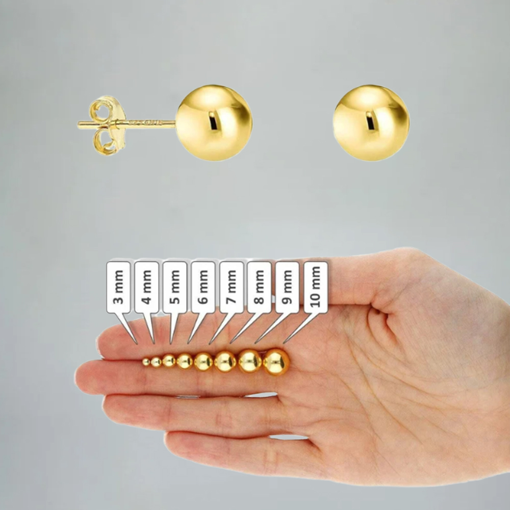 Ball Stud Earrings 3MM-10MM