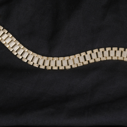 Rolex Style Link Chain Gold Plated Necklace