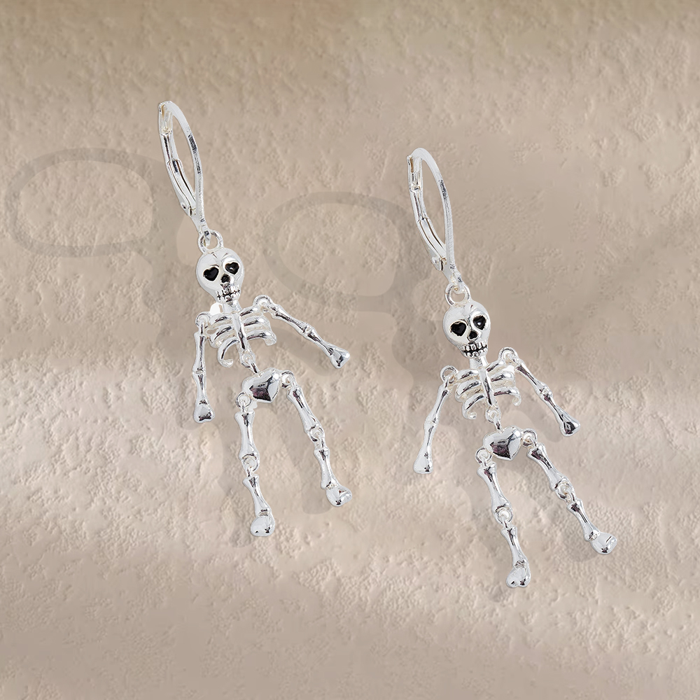 Skeleton Drop Earring White Halloween Earrings