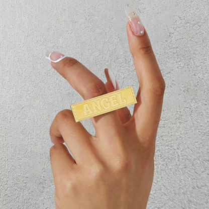 Custom Two Finger Ring Gold Plated Name Ring