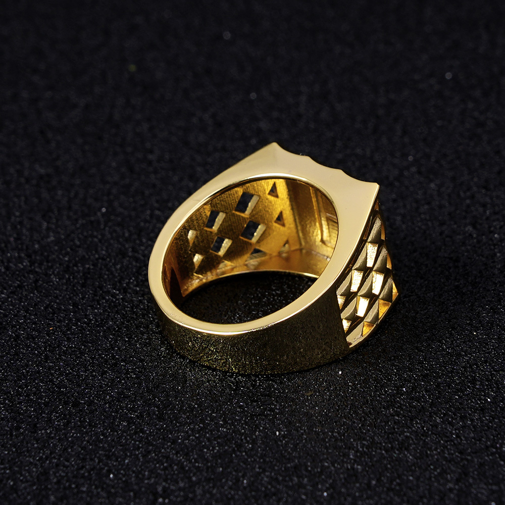Square Nugget Ring Gold Plated Initial Ring Personalized Letter Ring