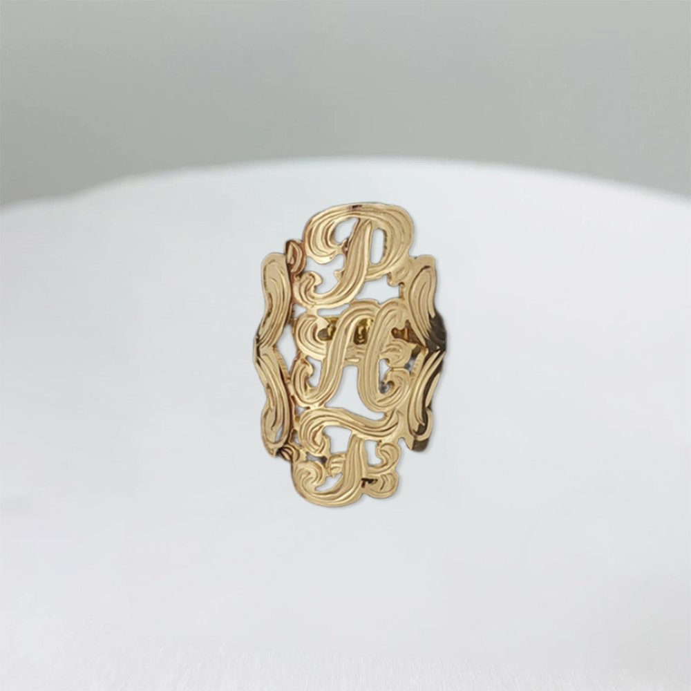 Personalized Vertical Initials Ring Custom 3 Letters Ring