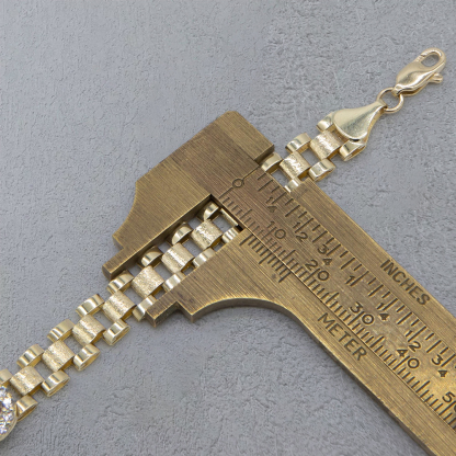 CZ Pink Heart Watch Band Chain Gold Plated Bracelet