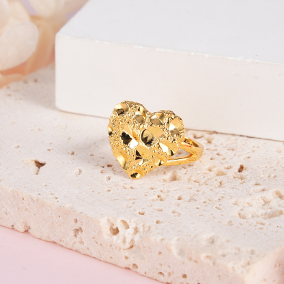 Nugget Gold Plated Heart Love Ring Custom Engraved Ring