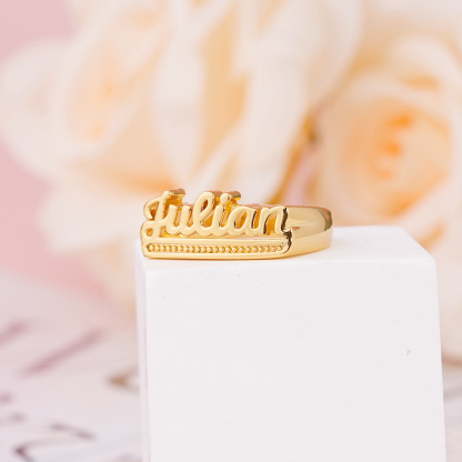 Personalized Custom Gold Plated Underline Names Ring Mens Ring