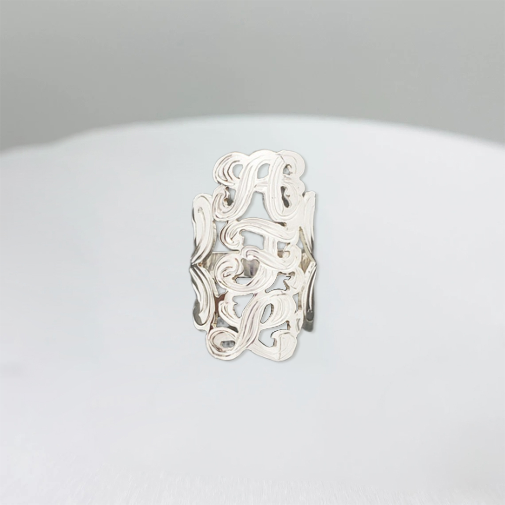 Personalized Vertical Initials Ring Custom 3 Letters Ring