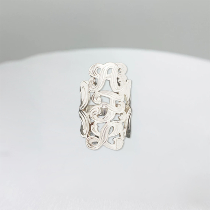 Personalized Vertical Initials Ring Custom 3 Letters Ring
