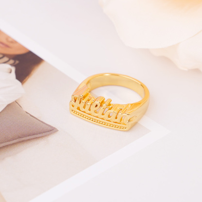 Personalized Custom Gold Plated Underline Names Ring Mens Ring
