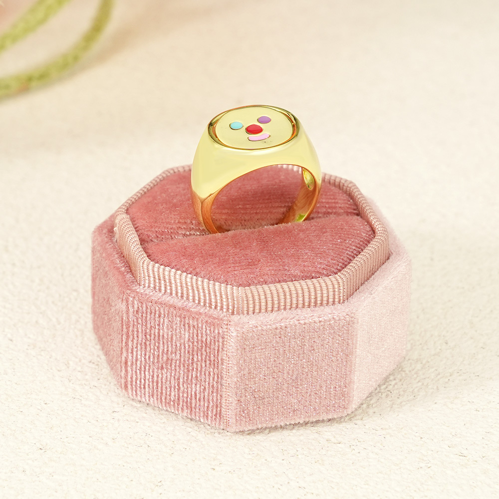 Happy Sad Spinner Ring Gold Plated Personalized Engraved Ring